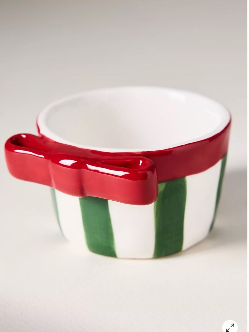Anthropologie Dolomite Red White Stripe Snack Nut Bowl